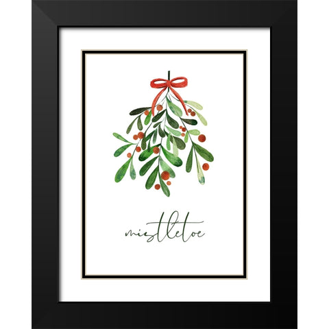 Christmas Mistletoe Black Modern Wood Framed Art Print with Double Matting by N., Kristina