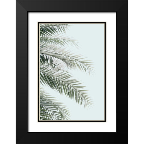 Blue Palms Black Modern Wood Framed Art Print with Double Matting by Pienaar, Kathrin