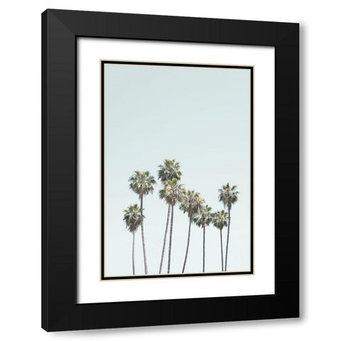 Blue Palm Trees Black Modern Wood Framed Art Print with Double Matting by Pienaar, Kathrin