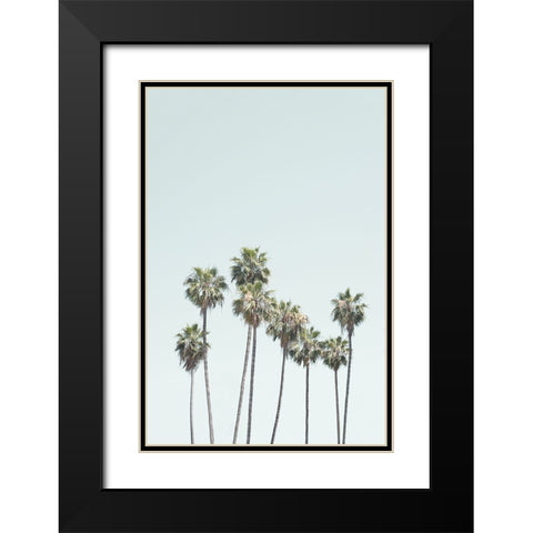 Blue Palm Trees Black Modern Wood Framed Art Print with Double Matting by Pienaar, Kathrin