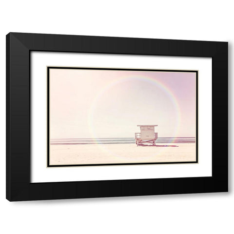 Beach Hut Black Modern Wood Framed Art Print with Double Matting by Pienaar, Kathrin