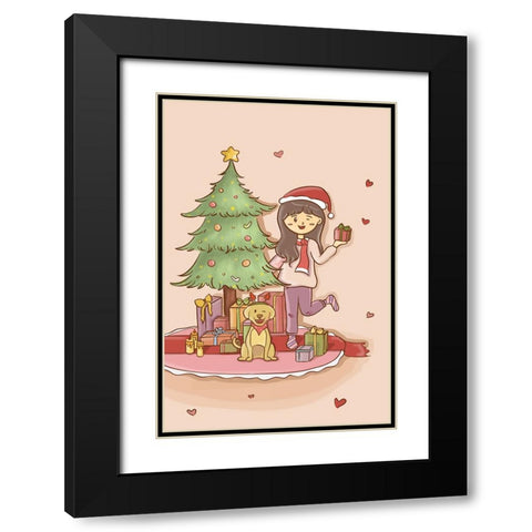 Warm Christmas Black Modern Wood Framed Art Print with Double Matting by Thai, Xuan