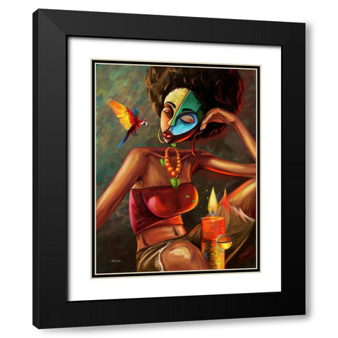 My Night Black Modern Wood Framed Art Print with Double Matting by Debas, Adetoro