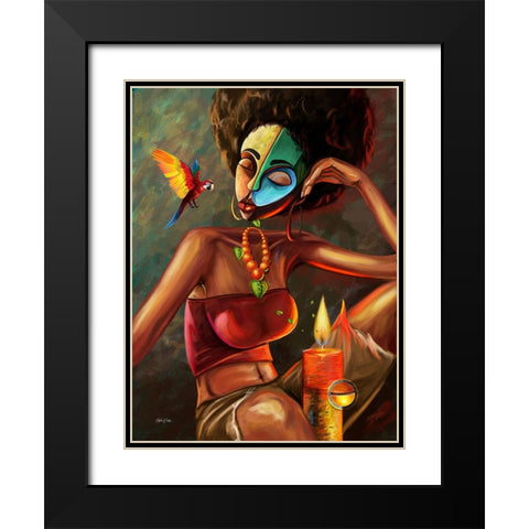 My Night Black Modern Wood Framed Art Print with Double Matting by Debas, Adetoro