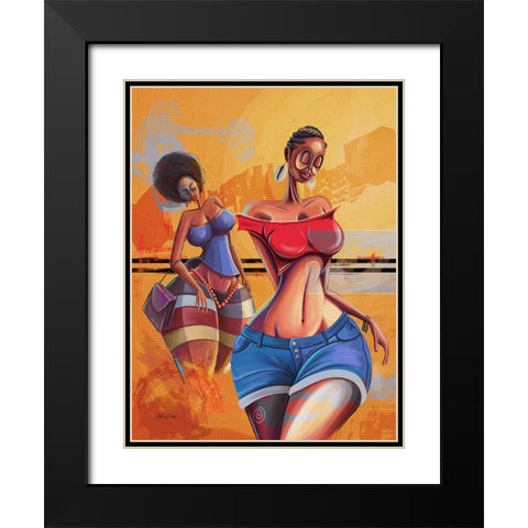 Sisters Black Modern Wood Framed Art Print with Double Matting by Debas, Adetoro