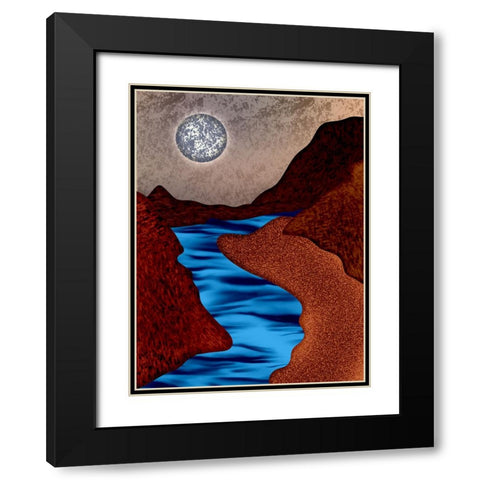 Full Moon Black Modern Wood Framed Art Print with Double Matting by Joseph, Abdona