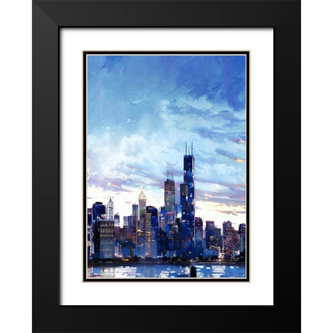 Sweet Home Chicago Black Modern Wood Framed Art Print with Double Matting by Day, Ruth