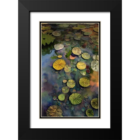 Lily Pads Black Modern Wood Framed Art Print with Double Matting by Day, Ruth