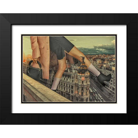Walking In Paris Black Modern Wood Framed Art Print with Double Matting by Martinussen, Baard