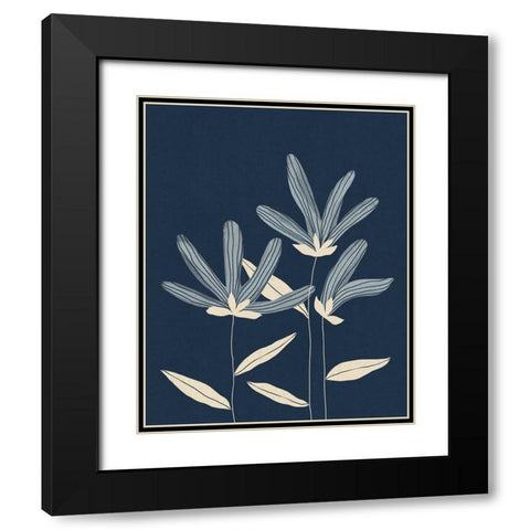 Three Flowers Black Modern Wood Framed Art Print with Double Matting by Galitsyna, Alisa