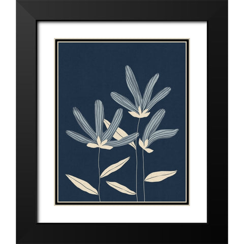 Three Flowers Black Modern Wood Framed Art Print with Double Matting by Galitsyna, Alisa