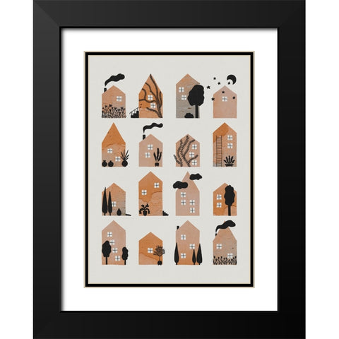 Tiny Houses #2 Black Modern Wood Framed Art Print with Double Matting by Galitsyna, Alisa
