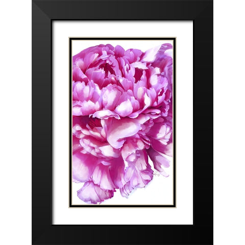 Pink Peony Black Modern Wood Framed Art Print with Double Matting by Day, Ruth
