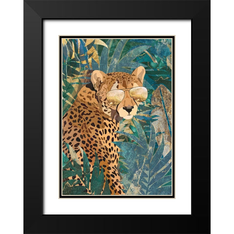 Rockstar cheetah in the jungle Black Modern Wood Framed Art Print with Double Matting by Manovski, Sarah