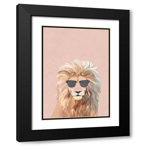 Cool cat lion Black Modern Wood Framed Art Print with Double Matting by Manovski, Sarah