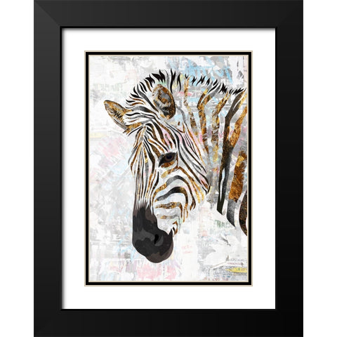 Grunge gold zebra Black Modern Wood Framed Art Print with Double Matting by Manovski, Sarah