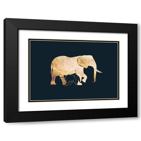 Black gold elephants 2 Black Modern Wood Framed Art Print with Double Matting by Manovski, Sarah