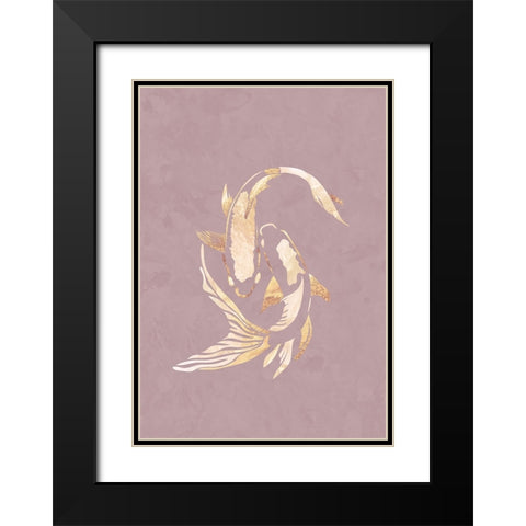 Pink gold koi fish 2 Black Modern Wood Framed Art Print with Double Matting by Manovski, Sarah