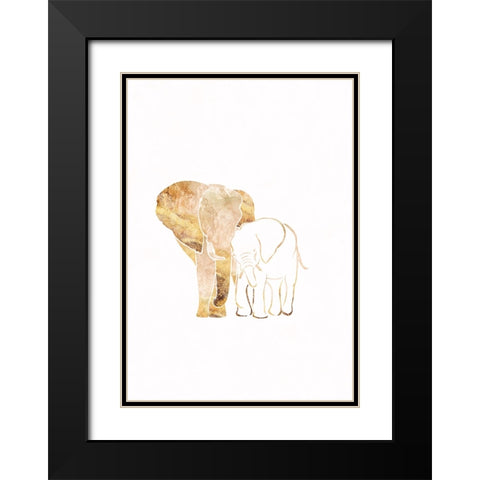 White Gold Elephants 2 Black Modern Wood Framed Art Print with Double Matting by Manovski, Sarah