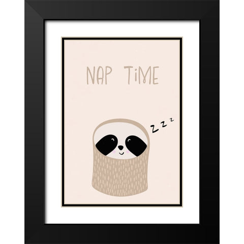 Sloth nursery print Black Modern Wood Framed Art Print with Double Matting by Manovski, Sarah