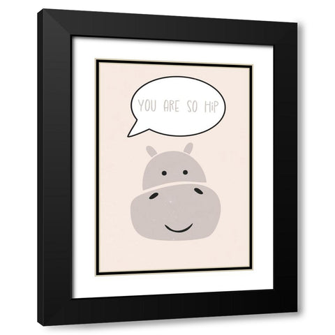 Hippo nursery print Black Modern Wood Framed Art Print with Double Matting by Manovski, Sarah