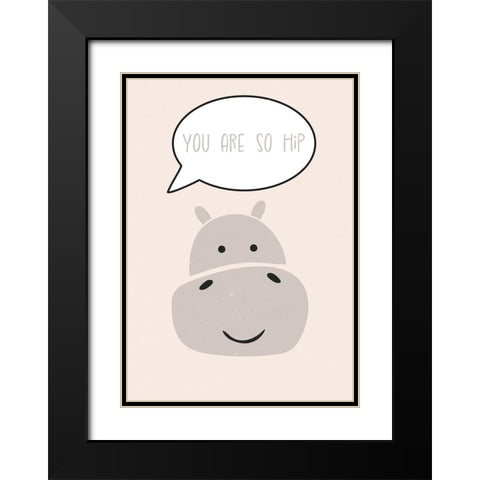 Hippo nursery print Black Modern Wood Framed Art Print with Double Matting by Manovski, Sarah