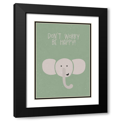 Elephant nursery print Black Modern Wood Framed Art Print with Double Matting by Manovski, Sarah