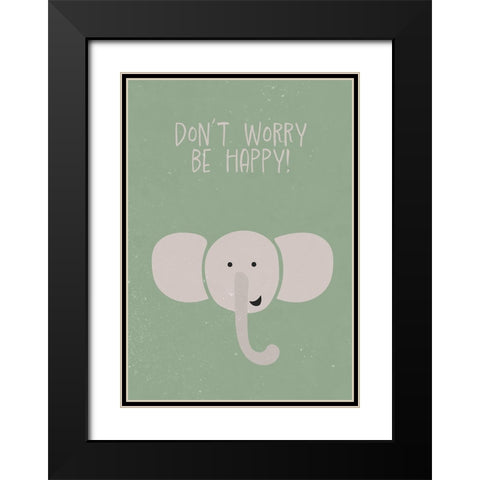 Elephant nursery print Black Modern Wood Framed Art Print with Double Matting by Manovski, Sarah