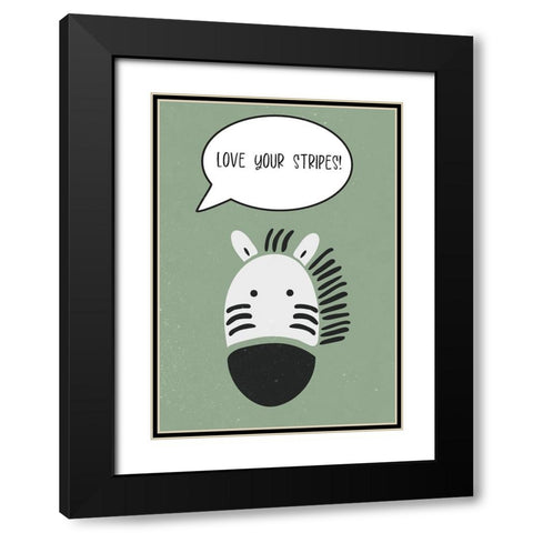 Zebra nursery print Black Modern Wood Framed Art Print with Double Matting by Manovski, Sarah
