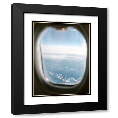Plane Window View || Black Modern Wood Framed Art Print with Double Matting by Zwart, Raisa