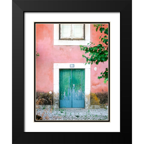 Little door in Lisbon Black Modern Wood Framed Art Print with Double Matting by Zwart, Raisa