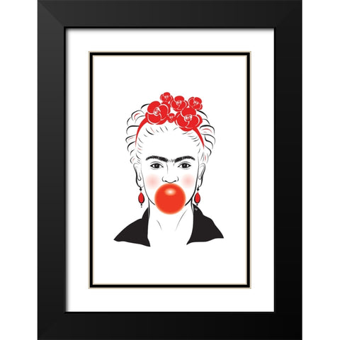 Frida Black Modern Wood Framed Art Print with Double Matting by Martina