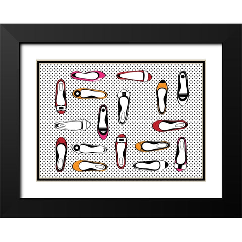 Dot Flats Black Modern Wood Framed Art Print with Double Matting by Martina