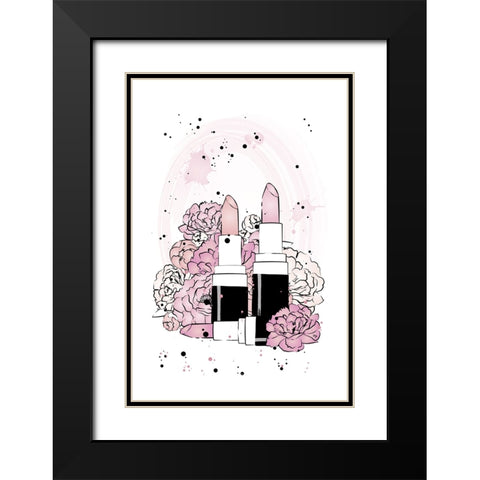 Peony Lipsticks Black Modern Wood Framed Art Print with Double Matting by Martina