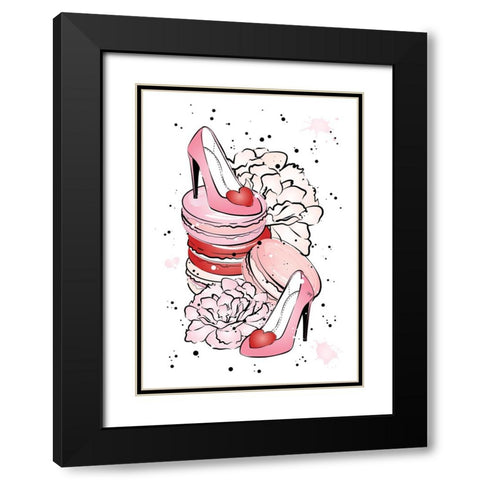 Peony Heels Black Modern Wood Framed Art Print with Double Matting by Martina