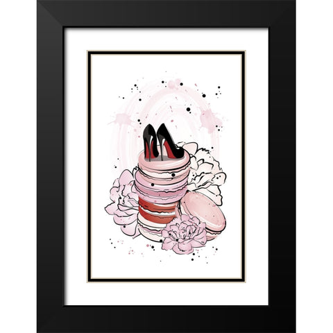 Peony Macarons Black Modern Wood Framed Art Print with Double Matting by Martina