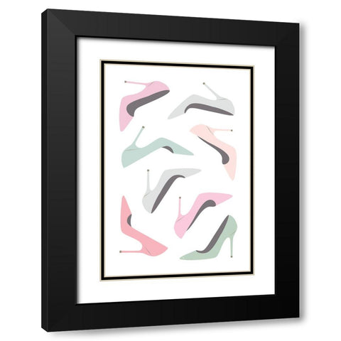 Pastel Heels Black Modern Wood Framed Art Print with Double Matting by Martina