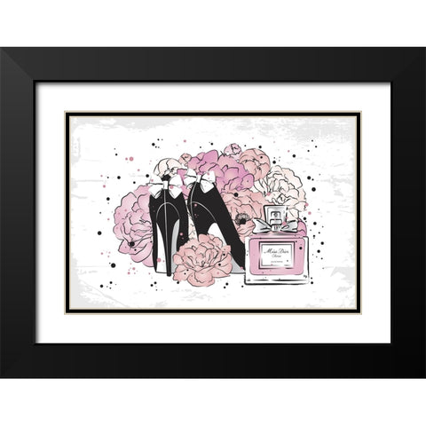 Peony Fashion Black Modern Wood Framed Art Print with Double Matting by Martina