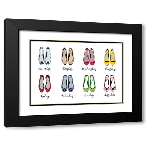 Week Shoes Black Modern Wood Framed Art Print with Double Matting by Martina