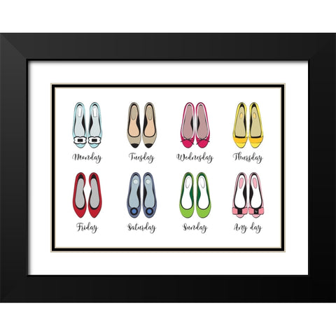 Week Shoes Black Modern Wood Framed Art Print with Double Matting by Martina