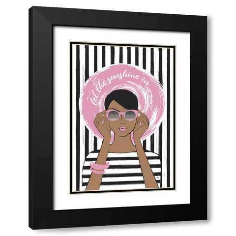 Sunshine Girl Dark Black Modern Wood Framed Art Print with Double Matting by Martina