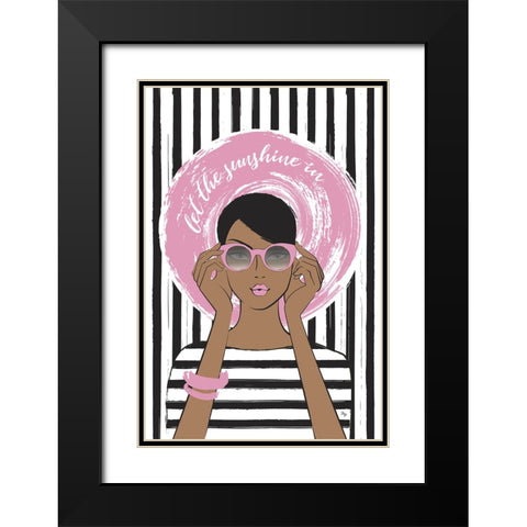 Sunshine Girl Dark Black Modern Wood Framed Art Print with Double Matting by Martina