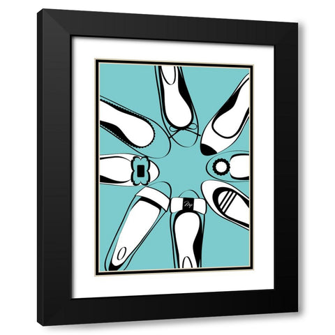 Blue Ballerinas Black Modern Wood Framed Art Print with Double Matting by Martina