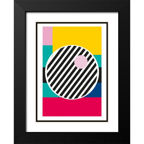 LINE Black Modern Wood Framed Art Print with Double Matting by Ortiz, Sergio