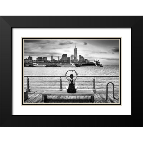 Momentum Black Modern Wood Framed Art Print with Double Matting by Guyot, Michel