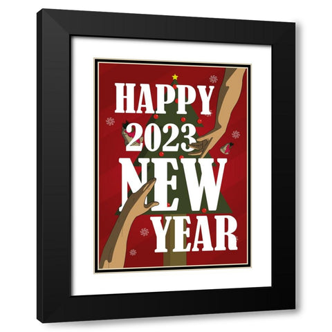 Happy New Year Soulmate Black Modern Wood Framed Art Print with Double Matting by Elmoudden, Omar