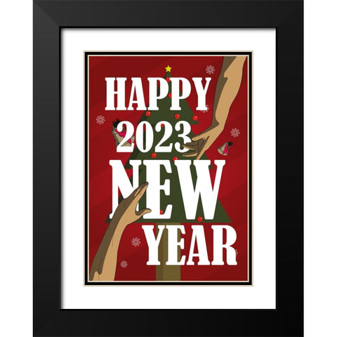 Happy New Year Soulmate Black Modern Wood Framed Art Print with Double Matting by Elmoudden, Omar
