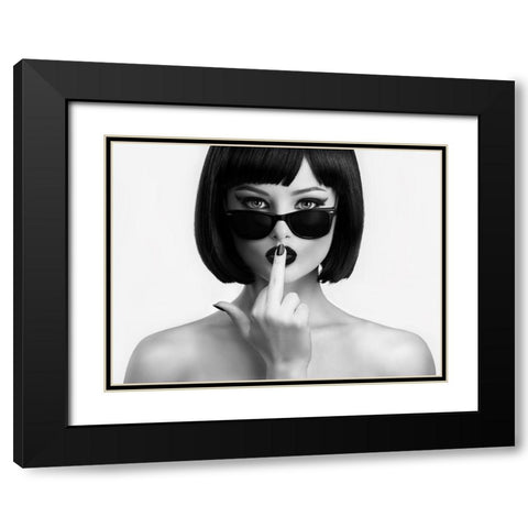Kiss This Black Modern Wood Framed Art Print with Double Matting by Drake, David