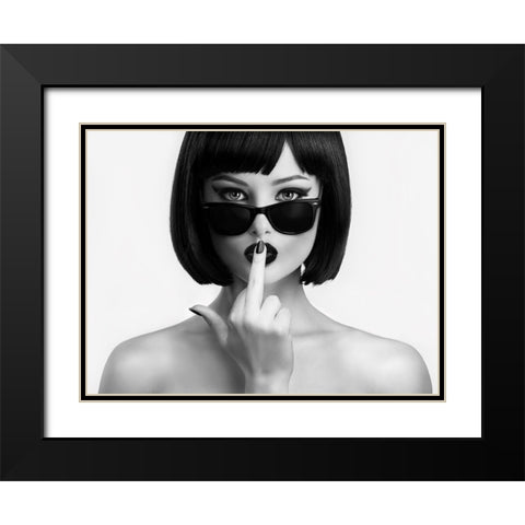 Kiss This Black Modern Wood Framed Art Print with Double Matting by Drake, David