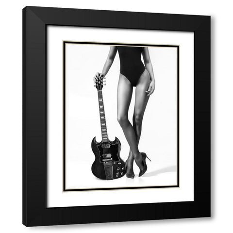 Lady And The Gibson Black Modern Wood Framed Art Print with Double Matting by Drake, David